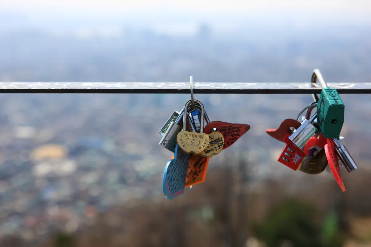 Locks near N Seoul Tower on a Seoul first-time visitor itinerary