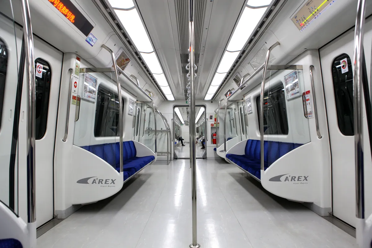 Airport Railroad train at Seoul Station for AREX airport train travel