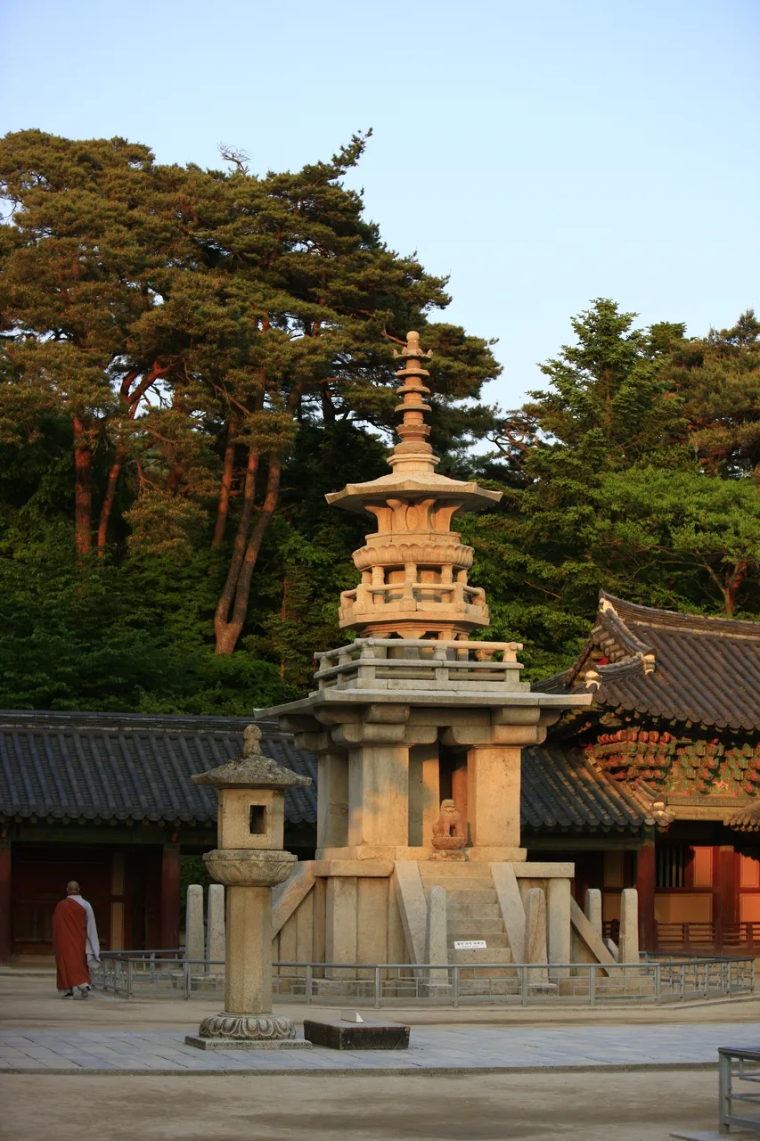 Dabotap stone pagoda with temple buildings at Bulguksa Temple Gyeongju