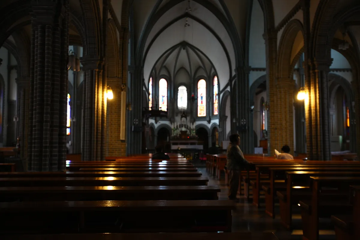 Brick facade of Daegu Gyesan Cathedral on the Daegu Modern Culture Alley route