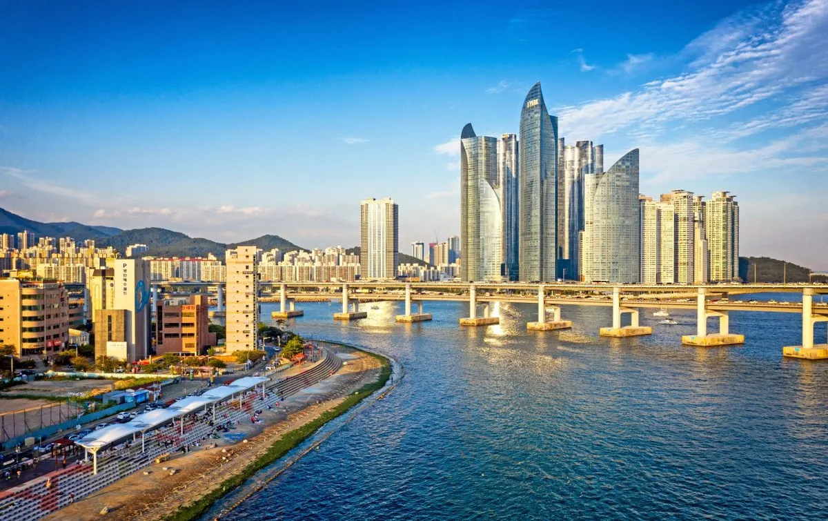 Millak Waterfront Park and coastal skyline near Gwangalli waterfront hotels