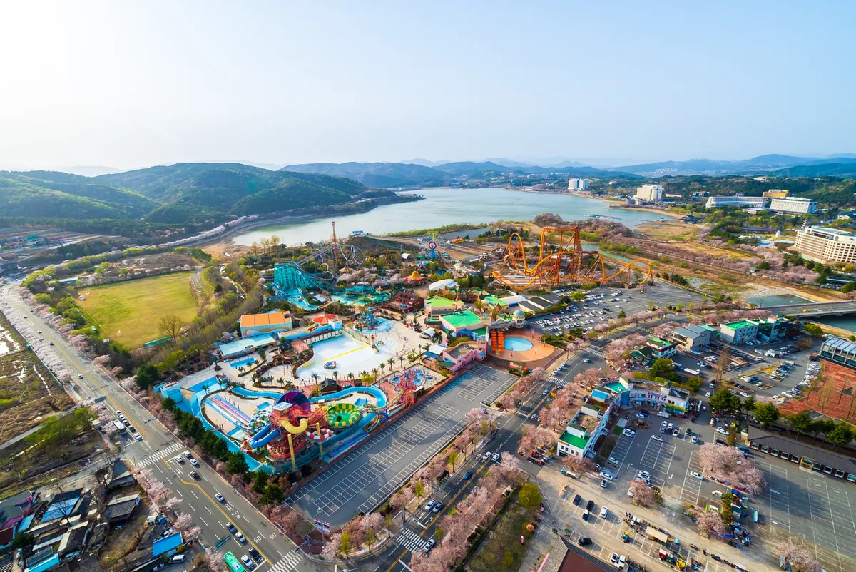 Gyeongju World amusement park beside Bomun Lake