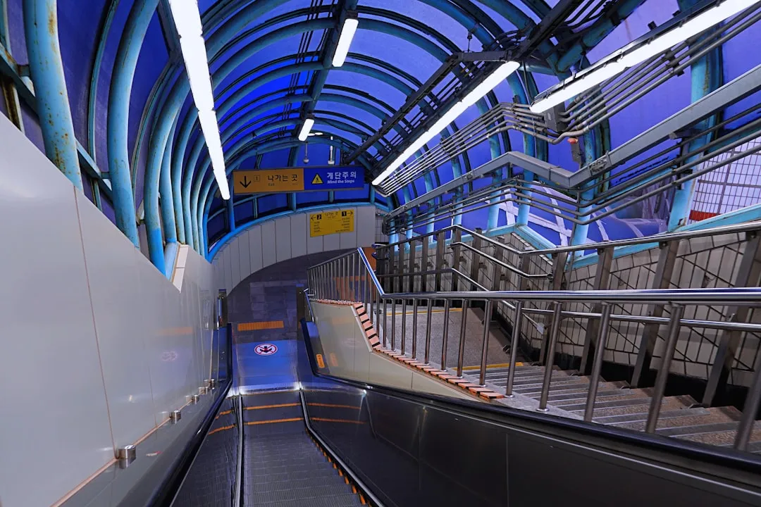 Escalator inside a Seoul subway station for Seoul transport guide
