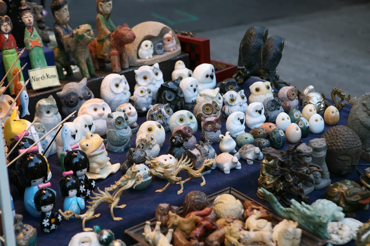 Traditional doll souvenirs displayed at an Insadong shop for Korean gifts