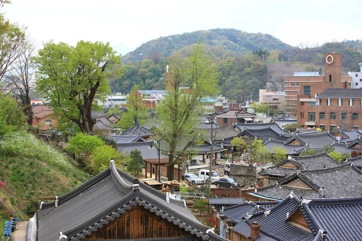 Hanok rooftops in the Jeonju cultural district