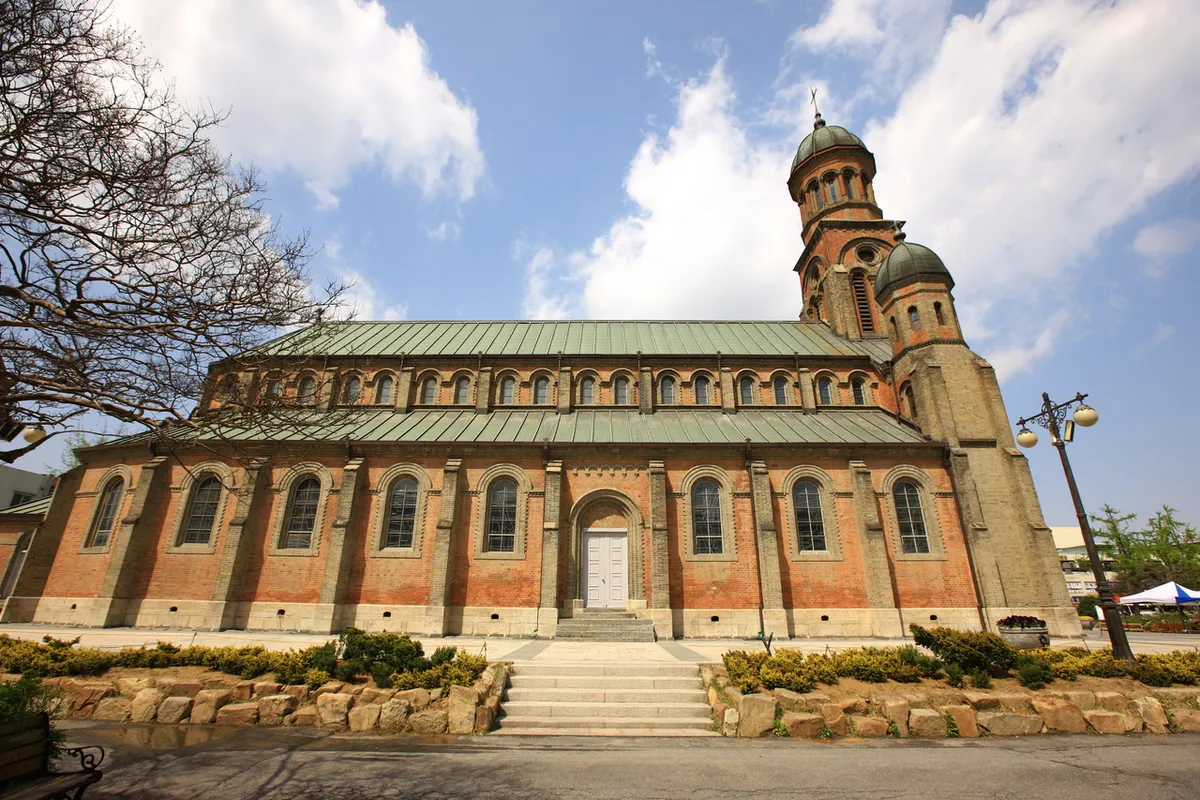 Brick facade of Jeonju Jeondong Catholic Cathedral