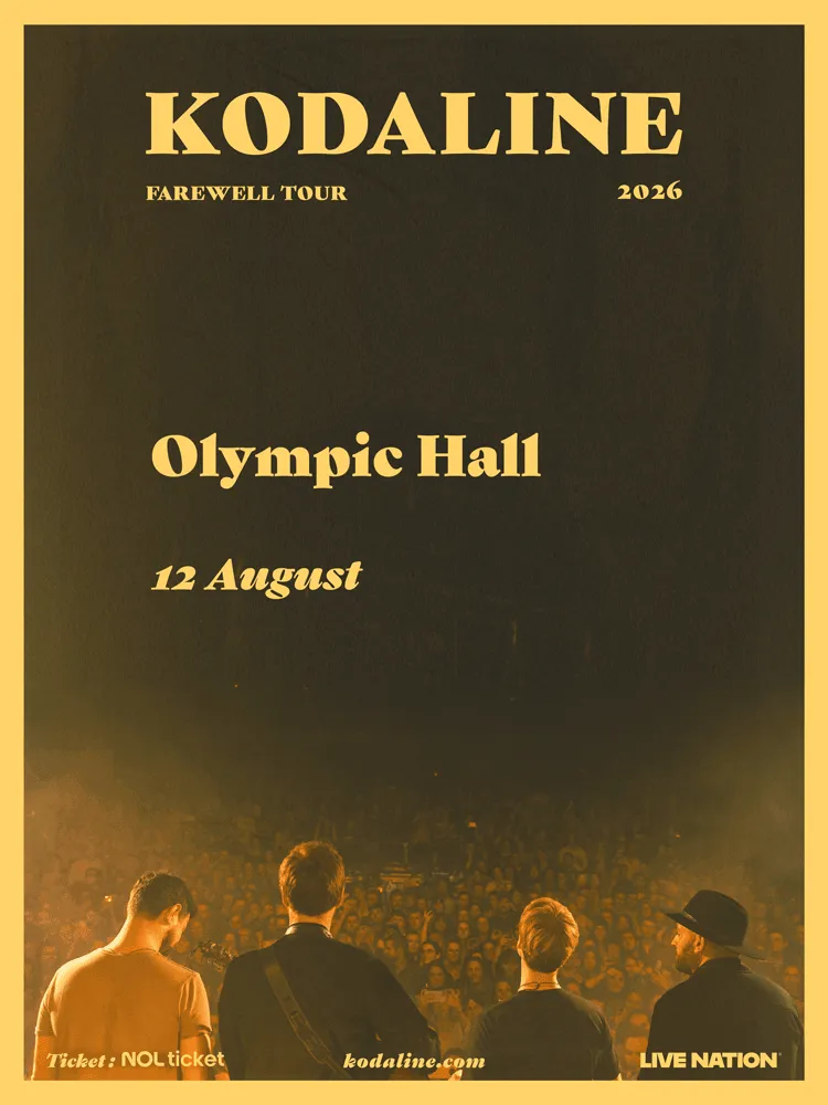 Official poster for Kodaline Farewell Tour Seoul concert at Olympic Park in August 2026