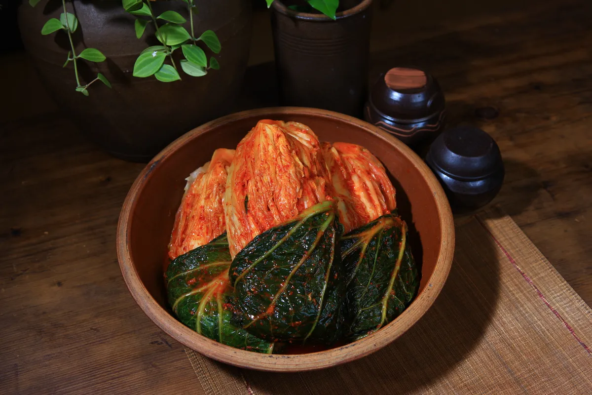 Baechu kimchi made with seasoned napa cabbage for Kimchi Guide