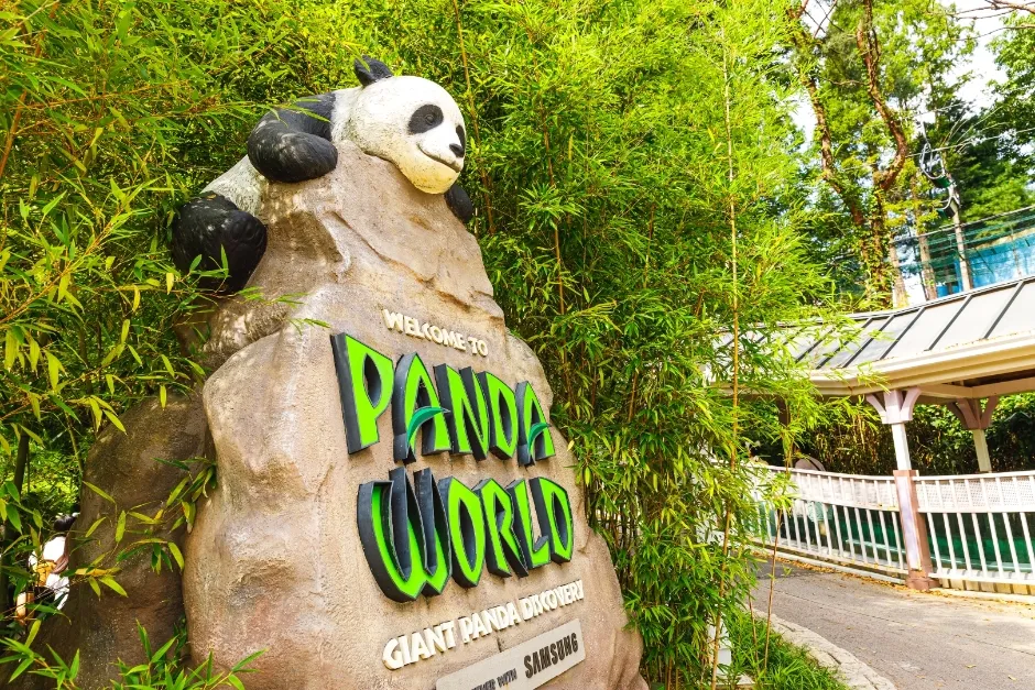Themed buildings and paths at Everland in Yongin
