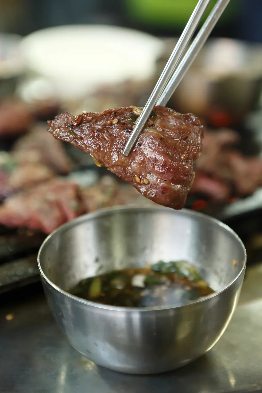Beef galbi ribs at a barbecue restaurant