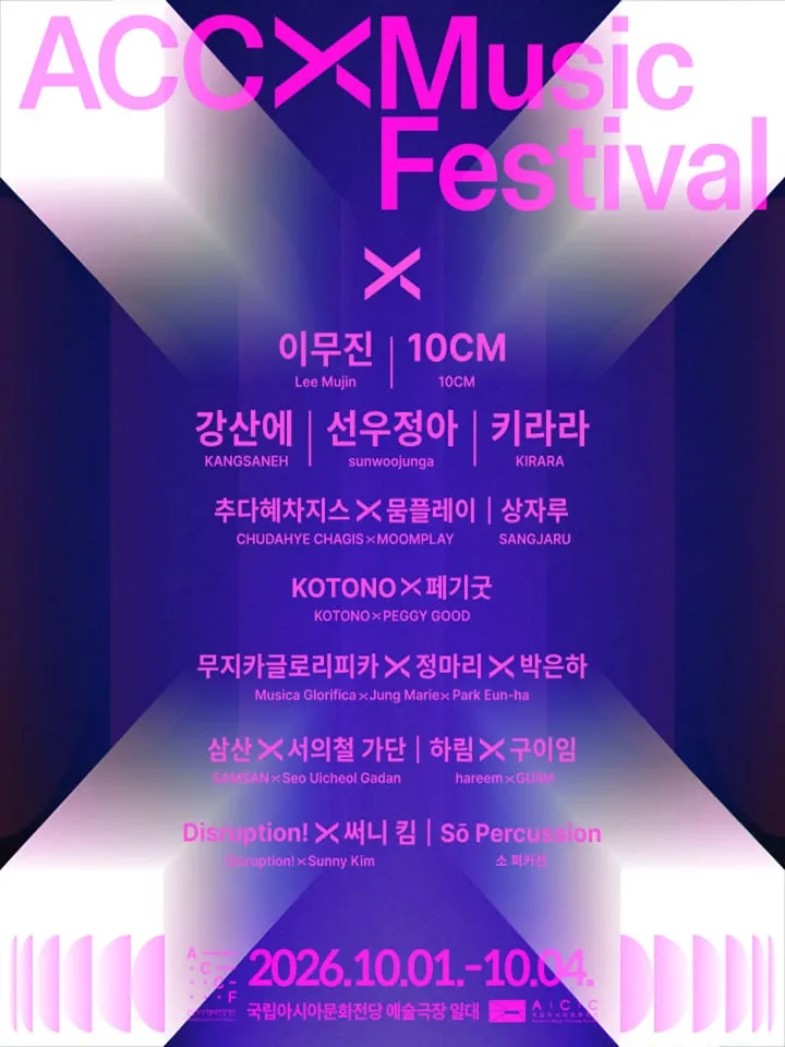 ACC X Music Festival poster for Gwangju music festivals in Korea 2026
