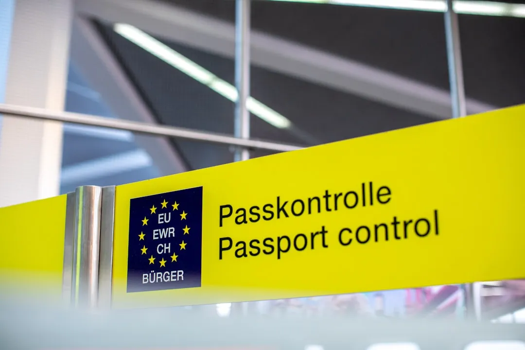 Passport control sign for missing passport airport departure guide in Korea
