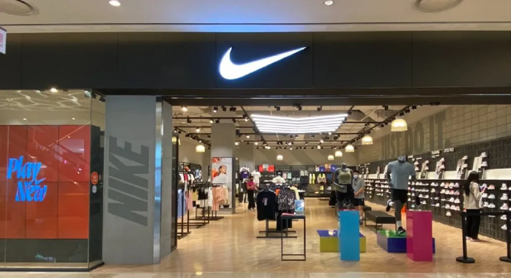 Nike store entrance and merchandise displays in Lotte World Mall B1