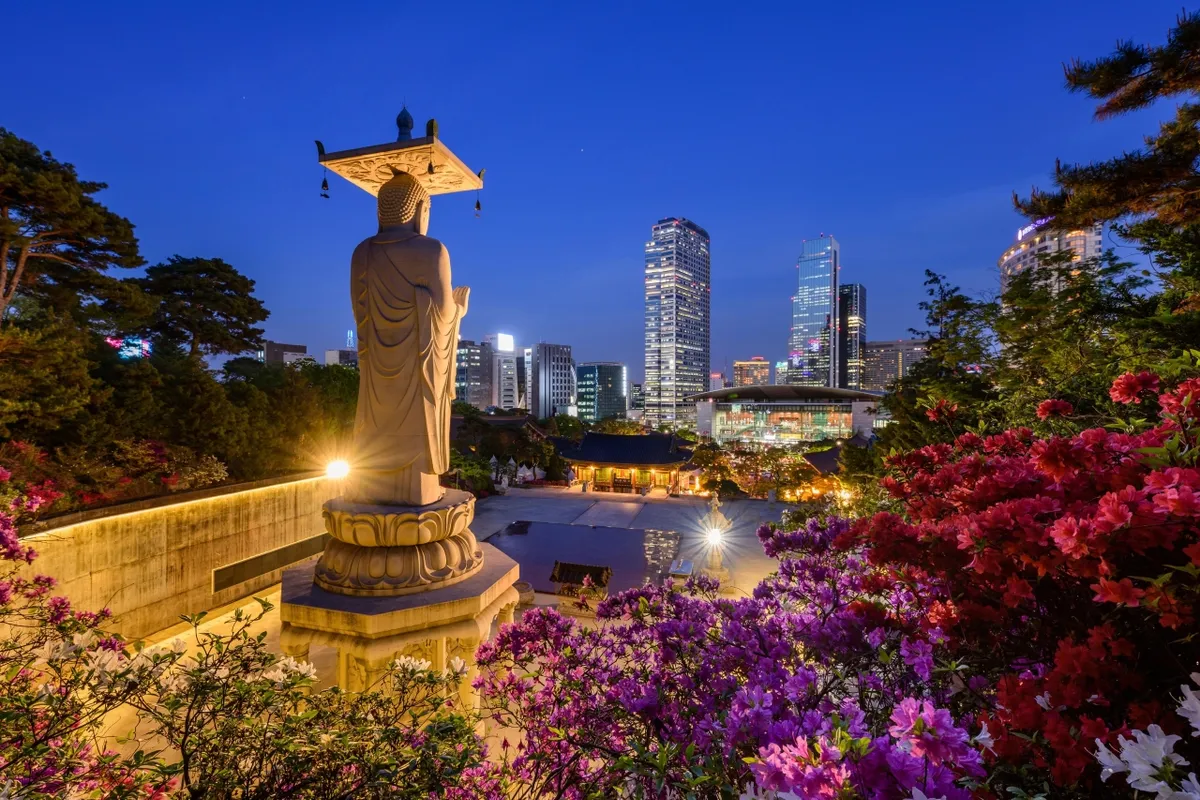 Bongeunsa temple at night in Gangnam-gu for most visited places in Korea