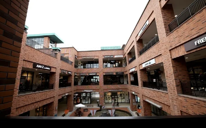Open-air retail courtyard at Lotte Paju Premium Outlet