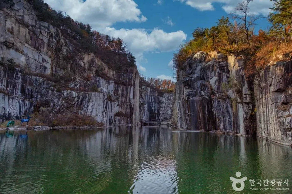 Lake and quarry cliffs at Pocheon Art Valley in Gyeonggi-do