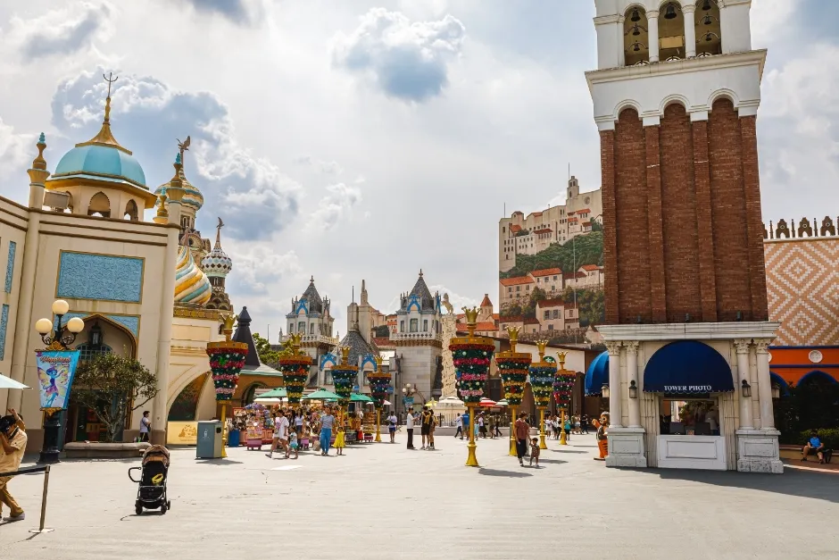 Everland theme park buildings in Yongin for a Seoul day trip