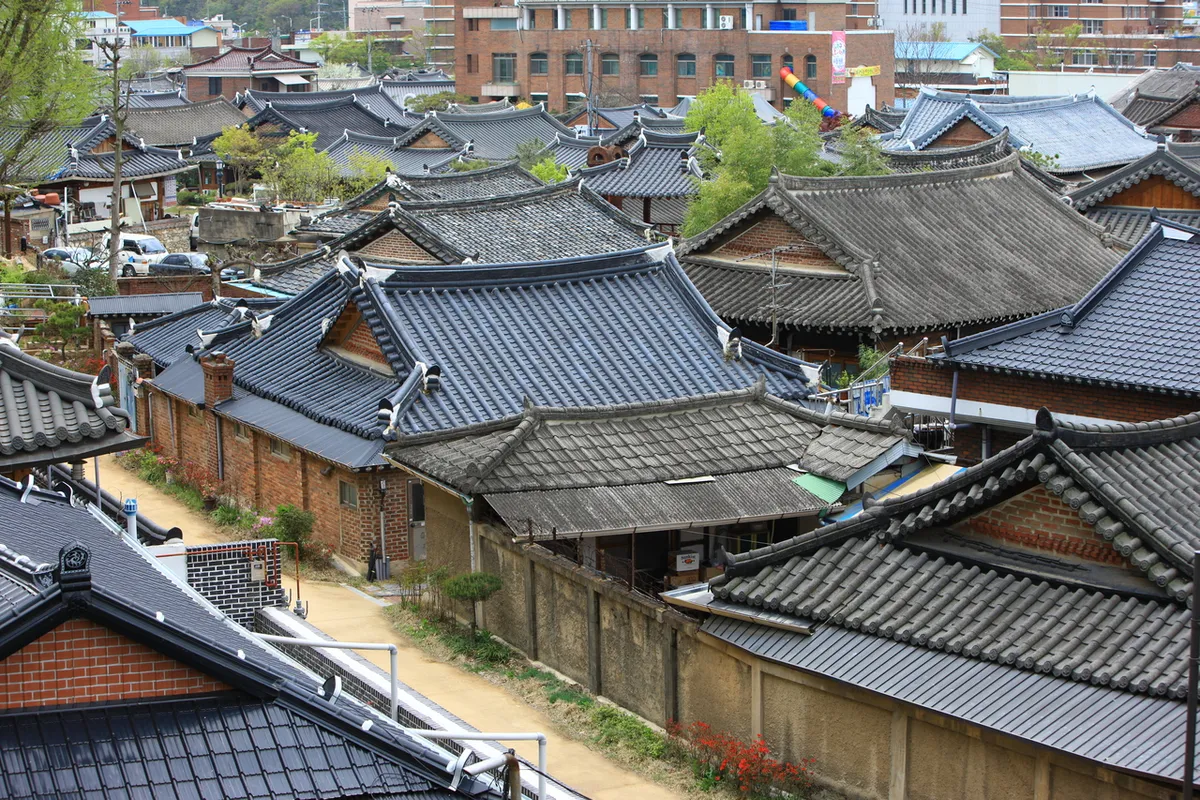 Hanok rooftops in Jeonju Hanok Village for a Seoul day trip
