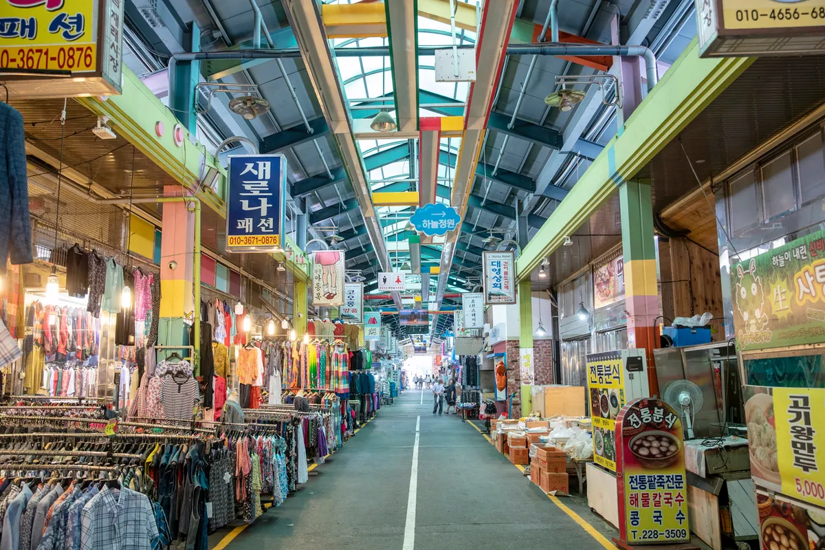 Shopfronts inside Jeonju Nambu Traditional Market in Jeonju